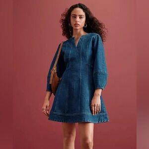 NWT Denim Barrel Sleeve Mini Dress